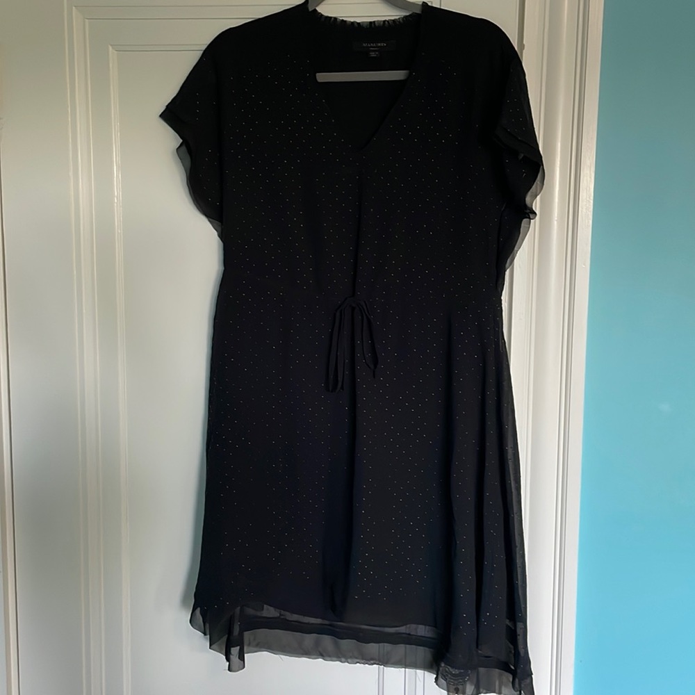 All-Saints Black Dress with Tie-Waist